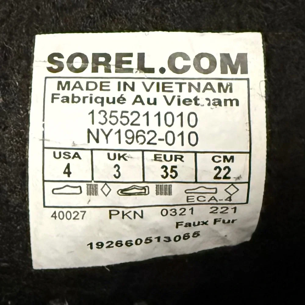 Sorel Kids Yoot Pac Nylon Waterproof Winter Boots Black Size 4 NY1962-010